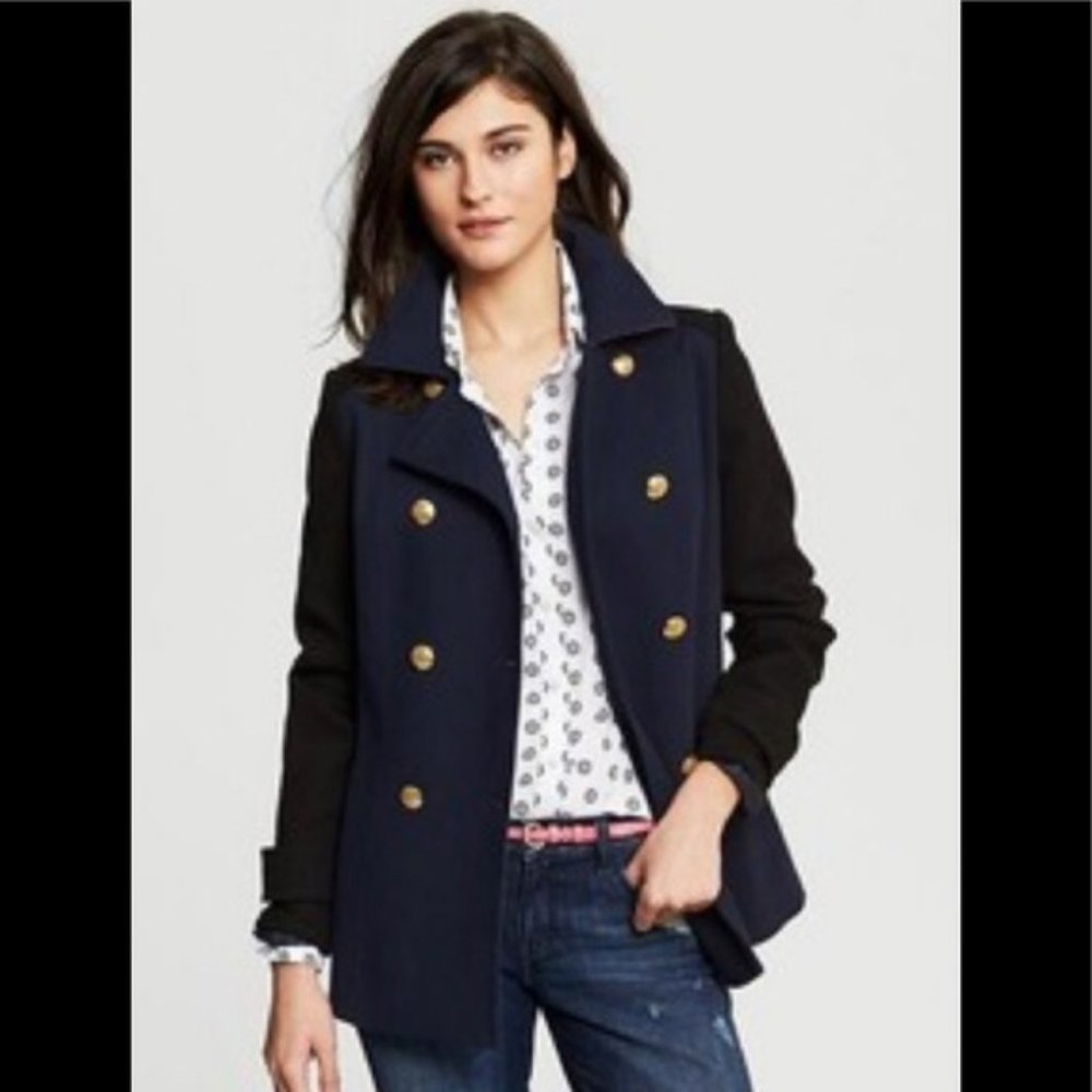 Banana Republic Double Breasted Colorblock Military Twill Blazer Jacket Size S